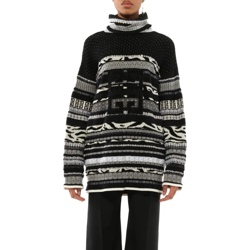 4G Jacq Turtleneck Sweater in White/Black sold by MARAIS