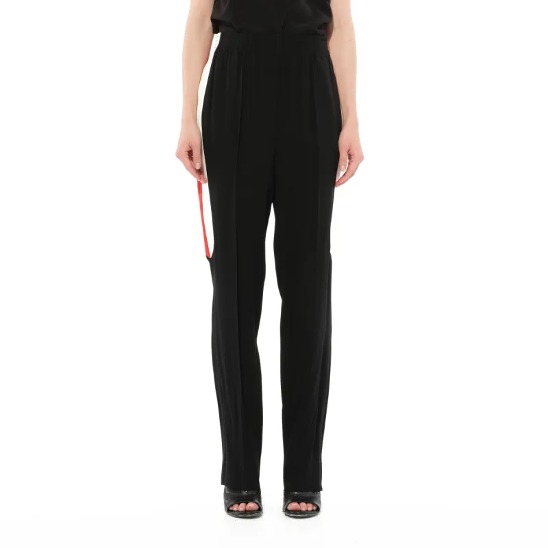 Crepe Satin Fit Pants in Black sold by MARAIS