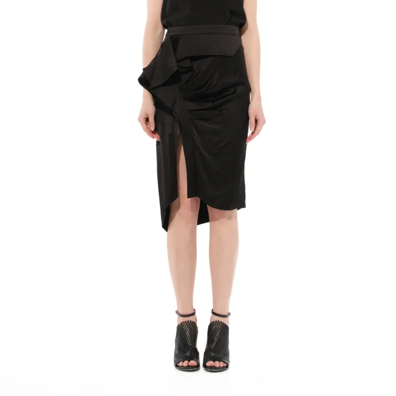 Satin Skirt in Black sold by MARAIS