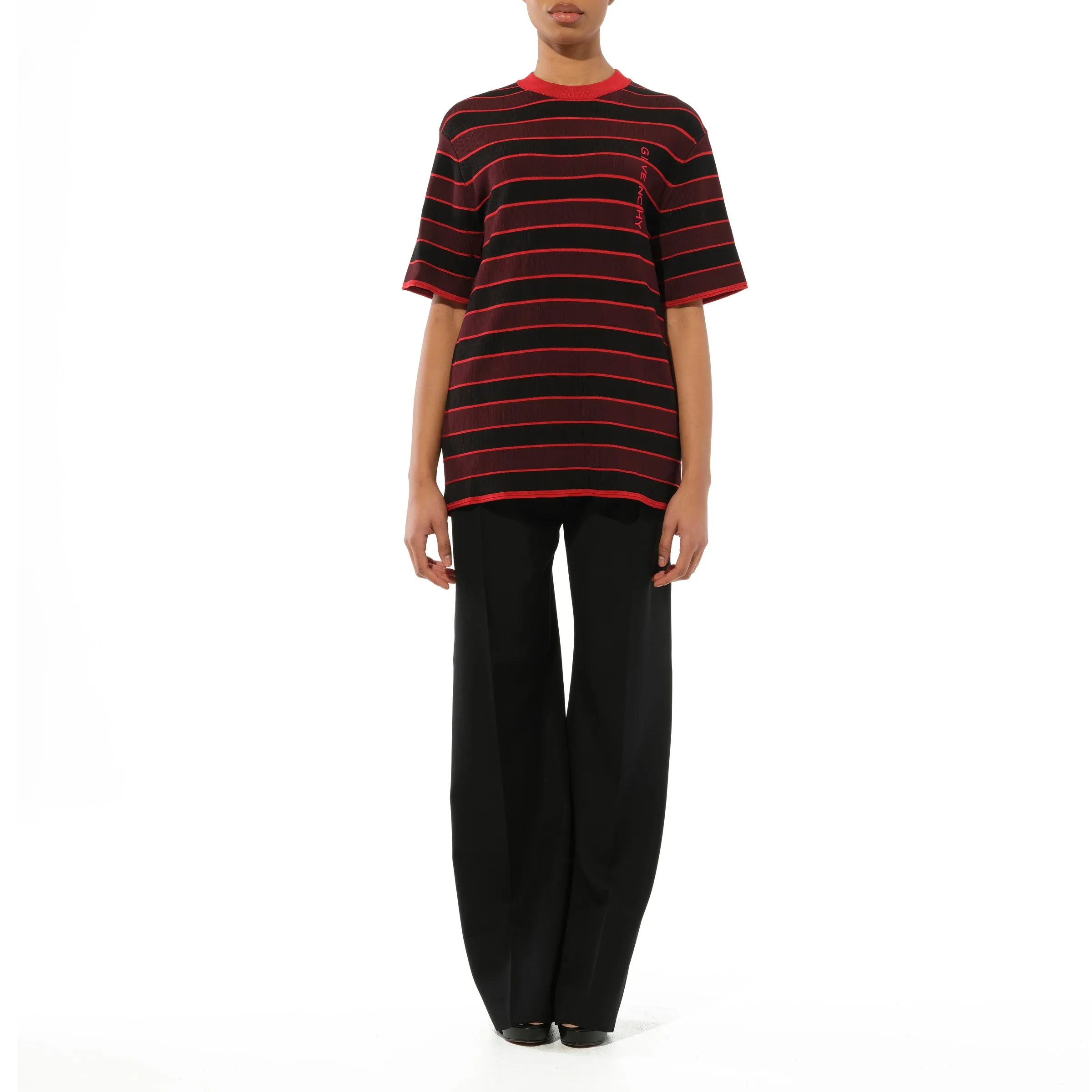 Striped Sweater in Burgundy/Black sold by MARAIS product image thumbnail 4