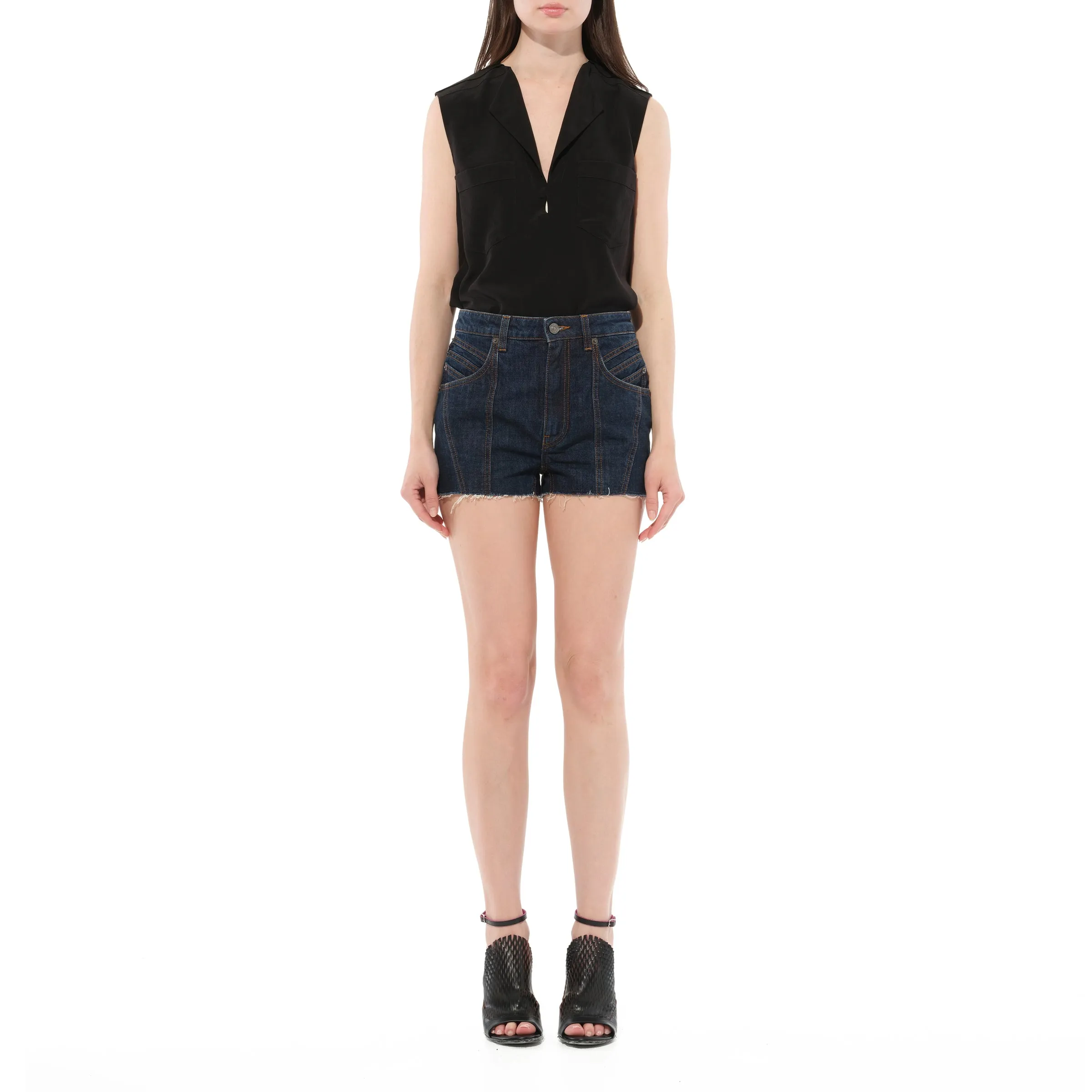 Denim Shorts in Indigo sold by MARAIS product image thumbnail 4