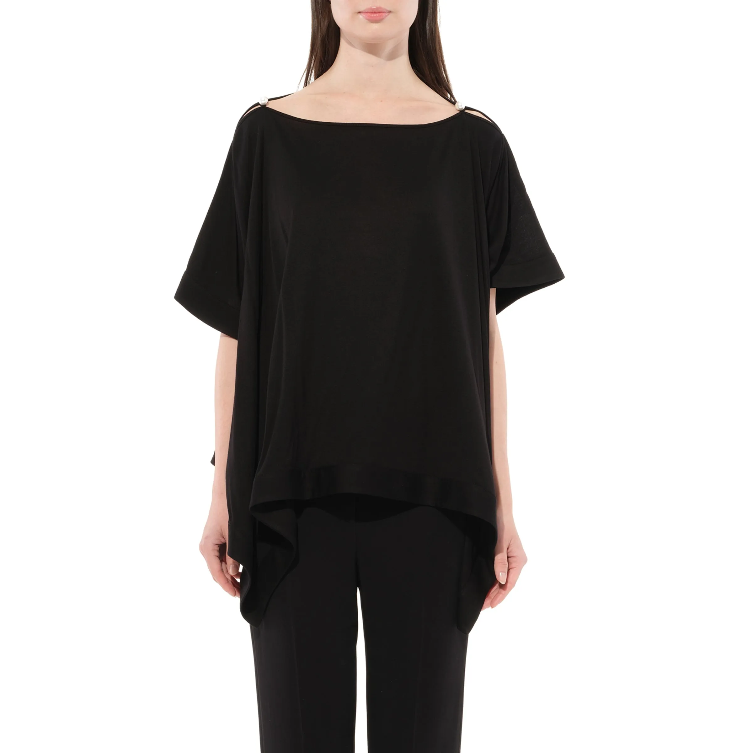 Short Sleeve Tops in Black sold by MARAIS