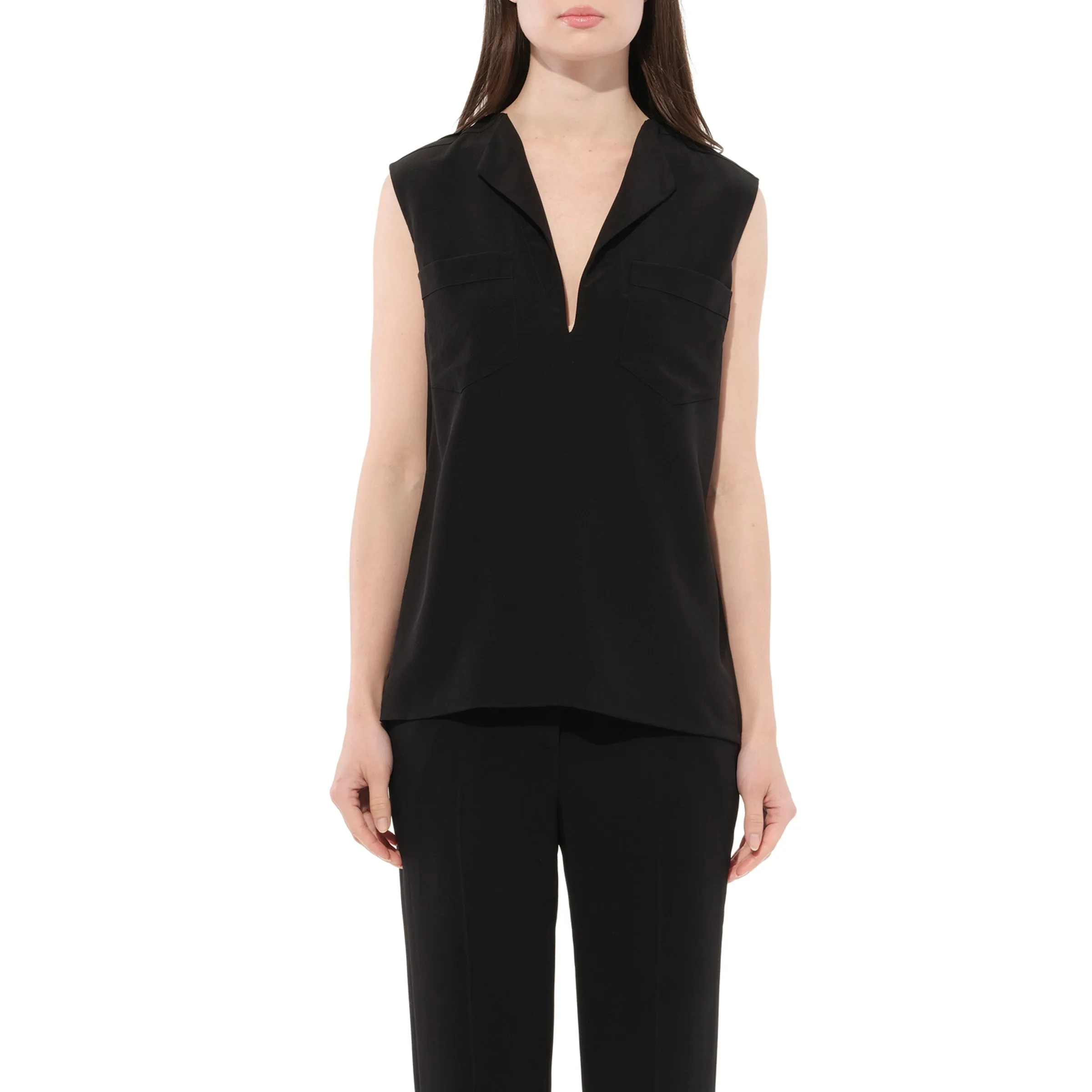 Sleeveless Shirt in Black sold by MARAIS