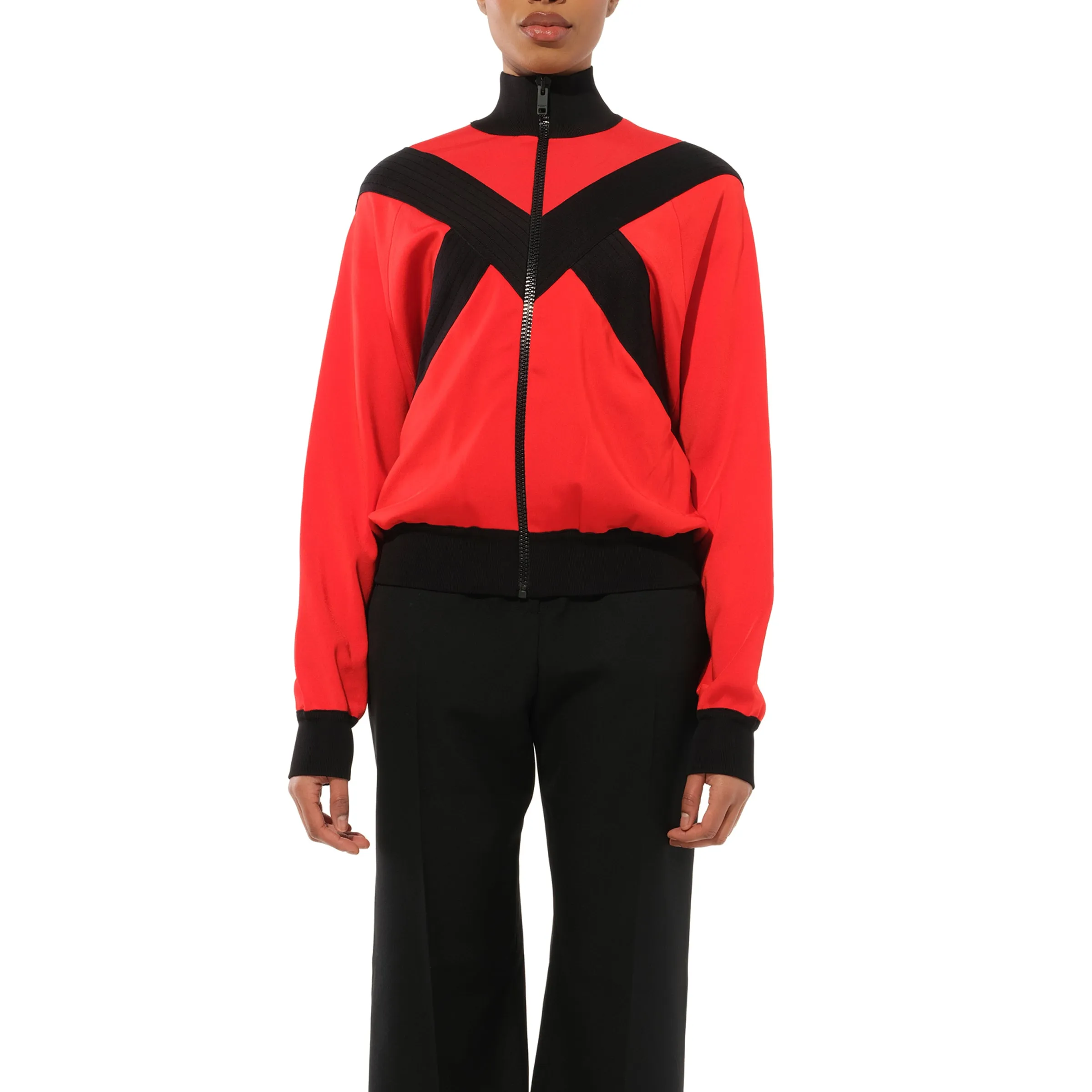 Turtle Neck Multi Sweater in Red sold by MARAIS