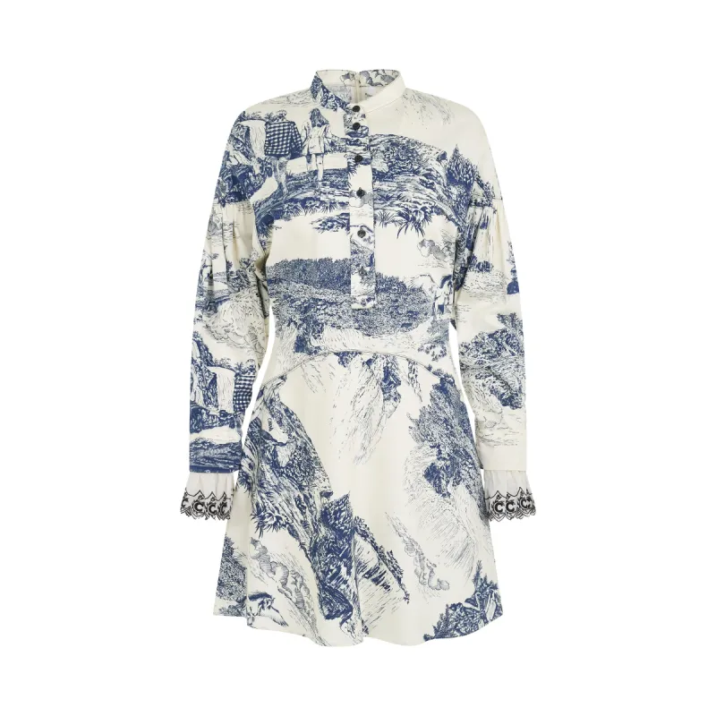 Print Dress in White made by Chloe