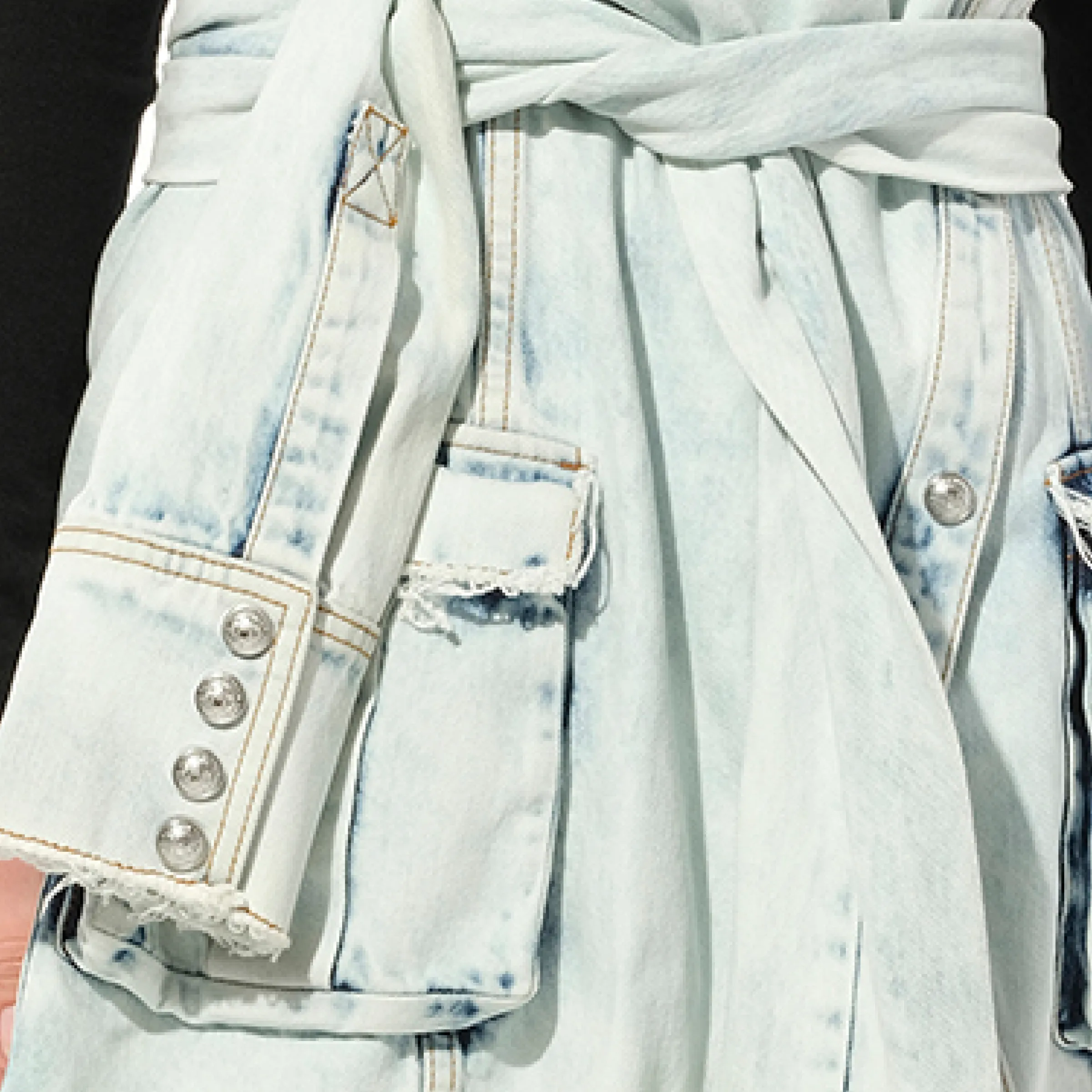 Knotted Denim Skirt in White sold by MARAIS product image thumbnail 3