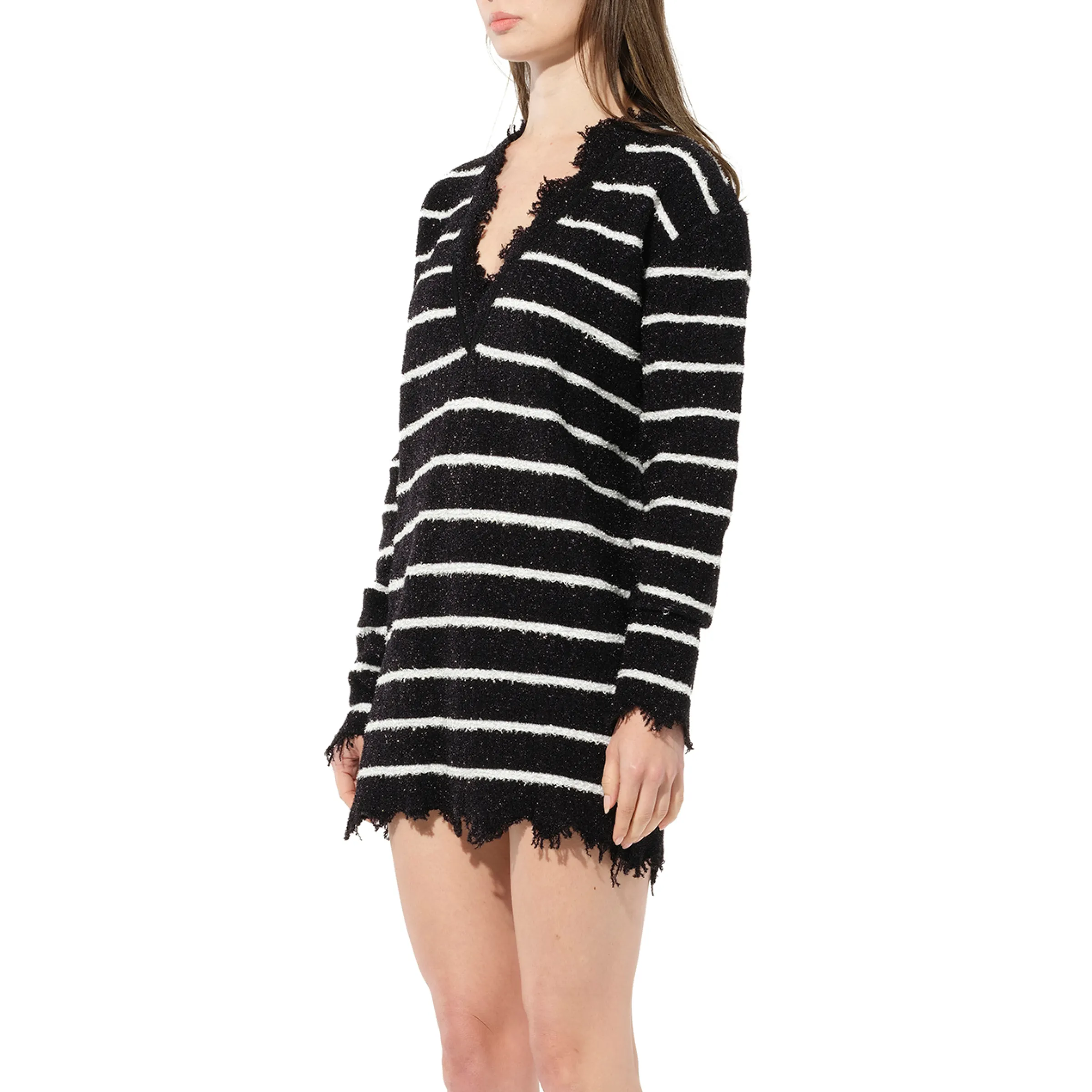 V Neck Striped Dress in Black sold by MARAIS product image thumbnail 5