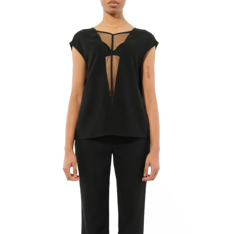 Double V Top in Black made by MARAIS