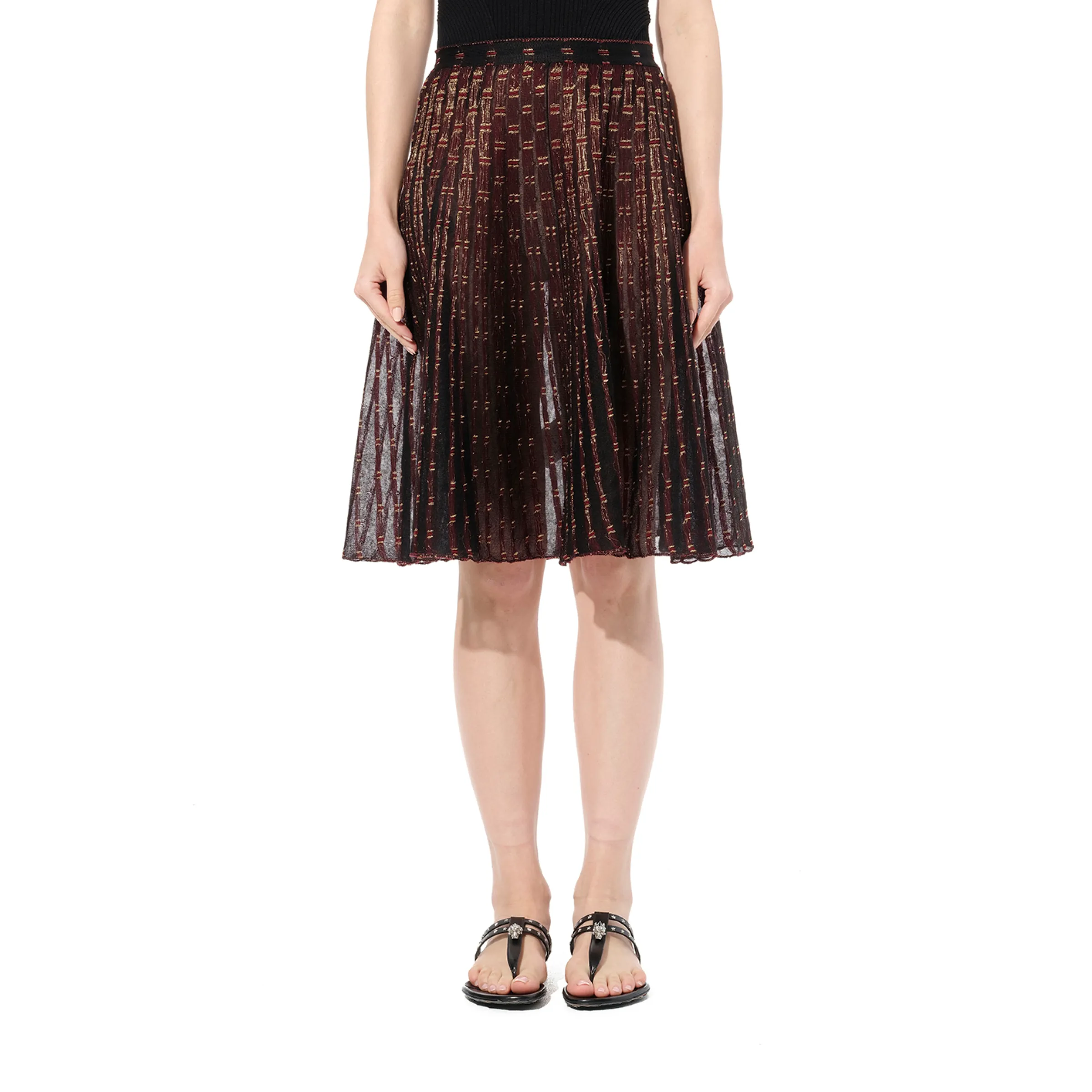 Metal Tulle Skirt in Red/Gold sold by MARAIS