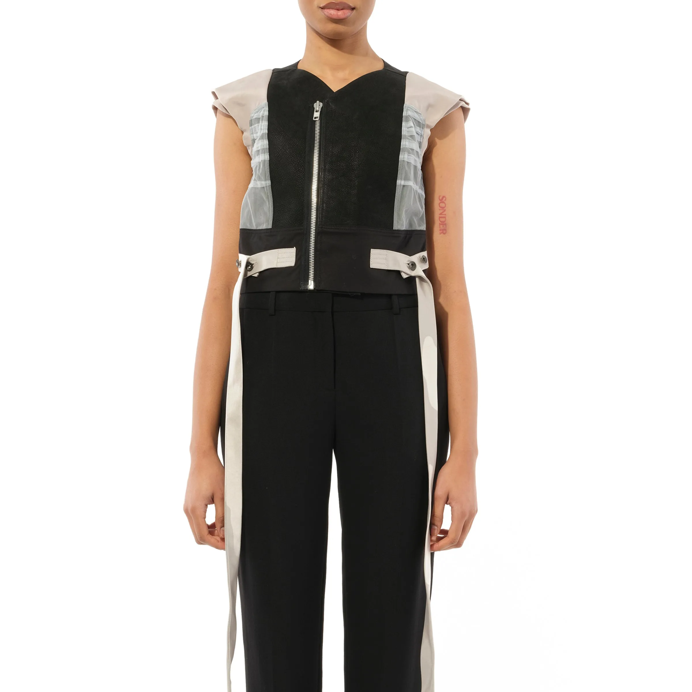 Nymph Biker Leather in Black/White sold by MARAIS