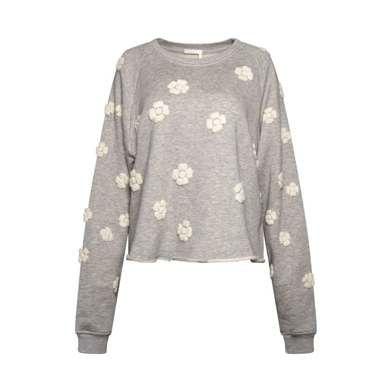 Sweatshirt with Flowers in Grey made by Chloe