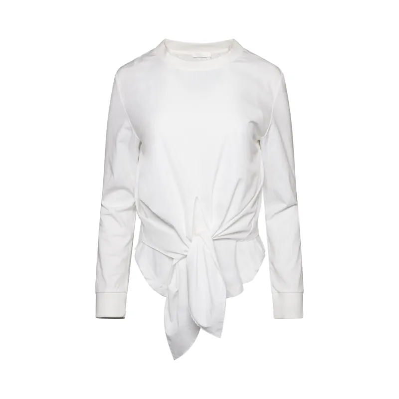 Longsleeve Knot Top in White sold by MARAIS