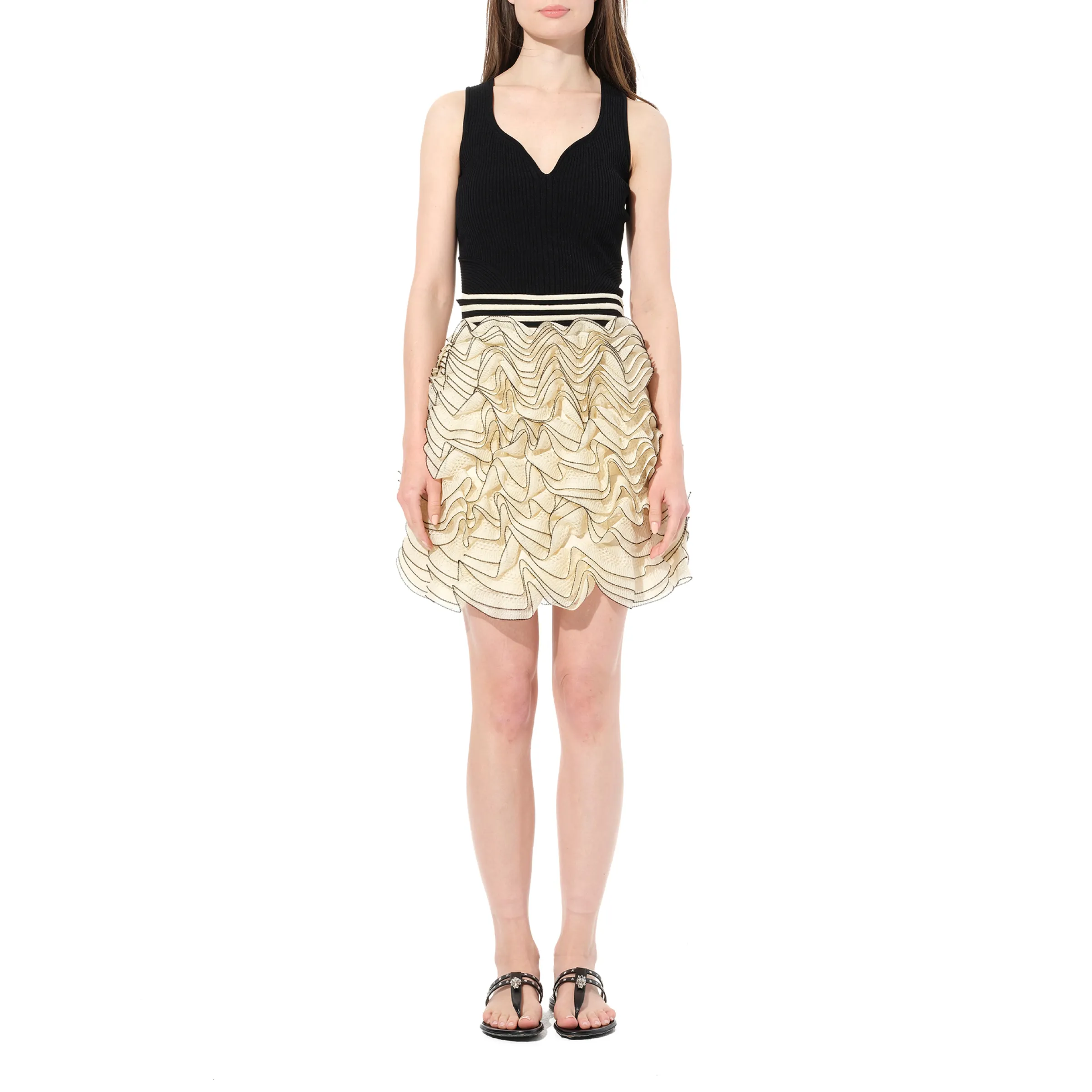 Lacy Frills Mini Skirt in Ivory sold by MARAIS product image thumbnail 4