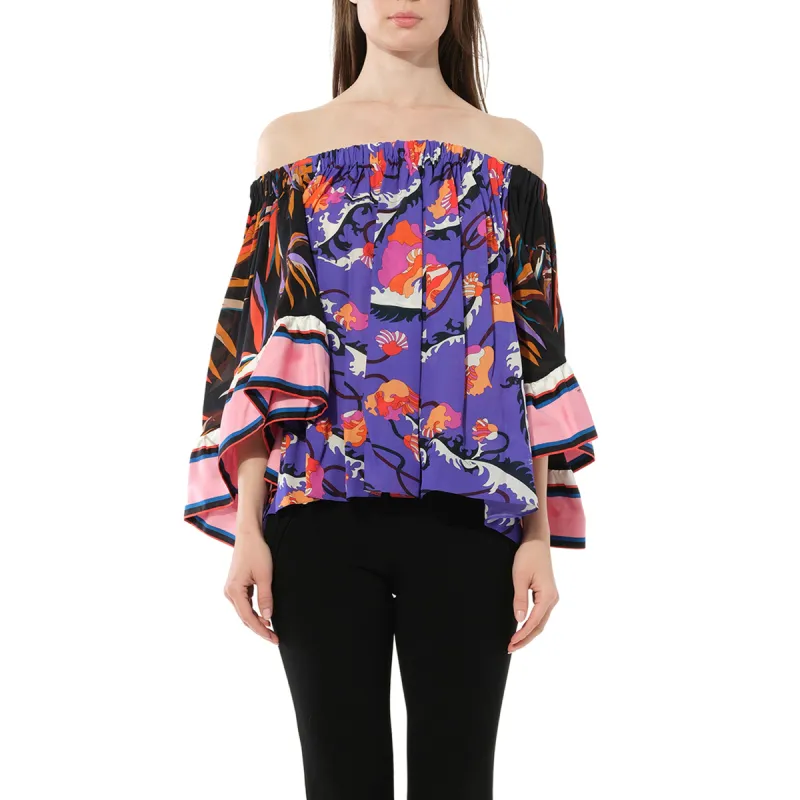 Print Top in Purple/Black/Pink sold by MARAIS