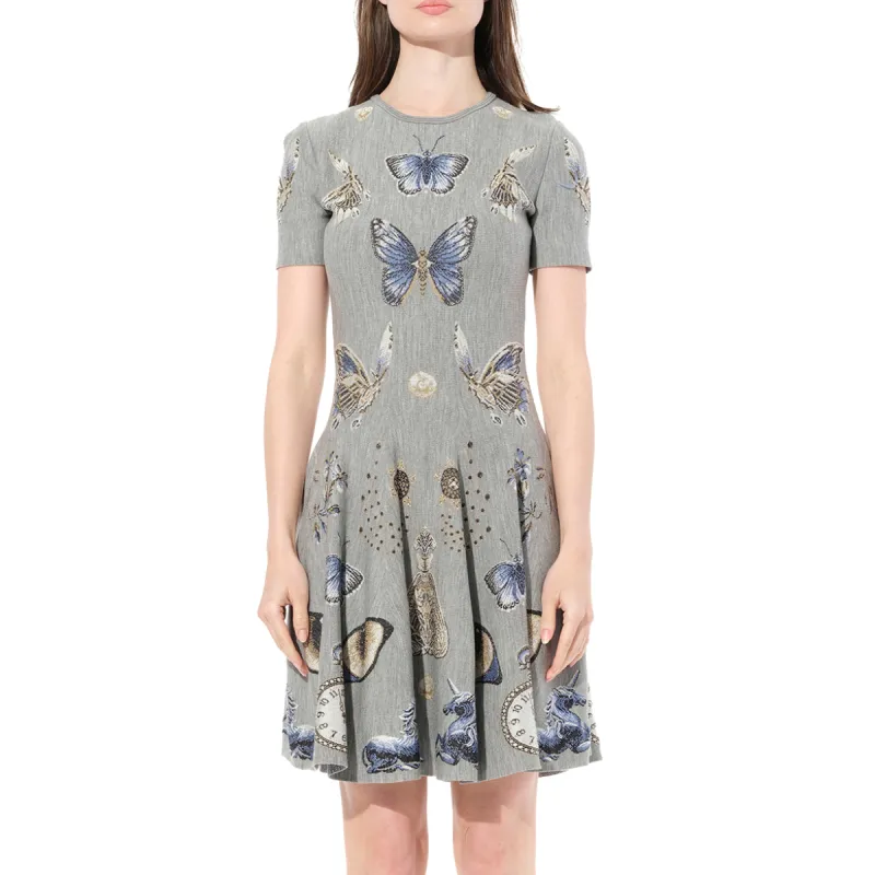 Mini Jacquard Butterfly Dress in Grey sold by MARAIS