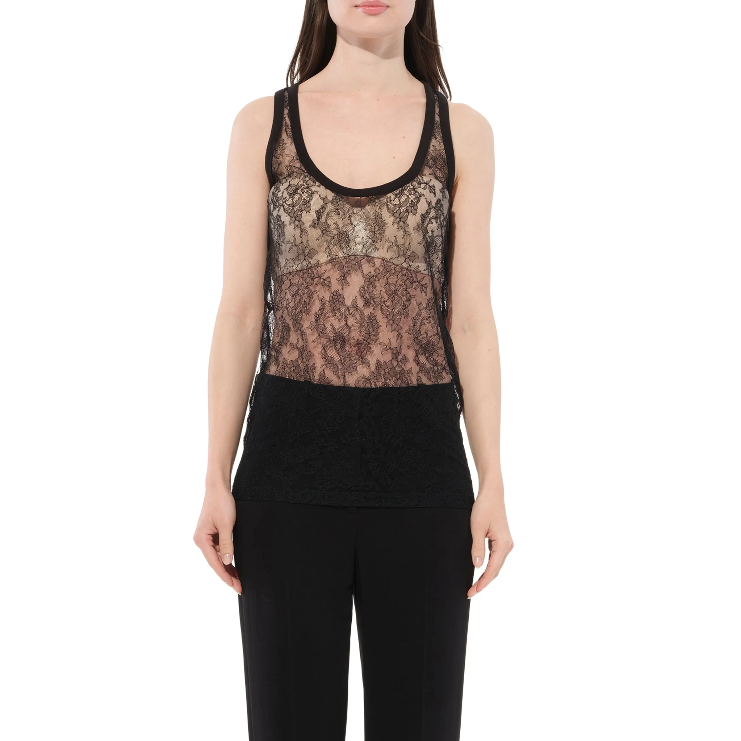 Sleveless Sheer Top in Black sold by MARAIS