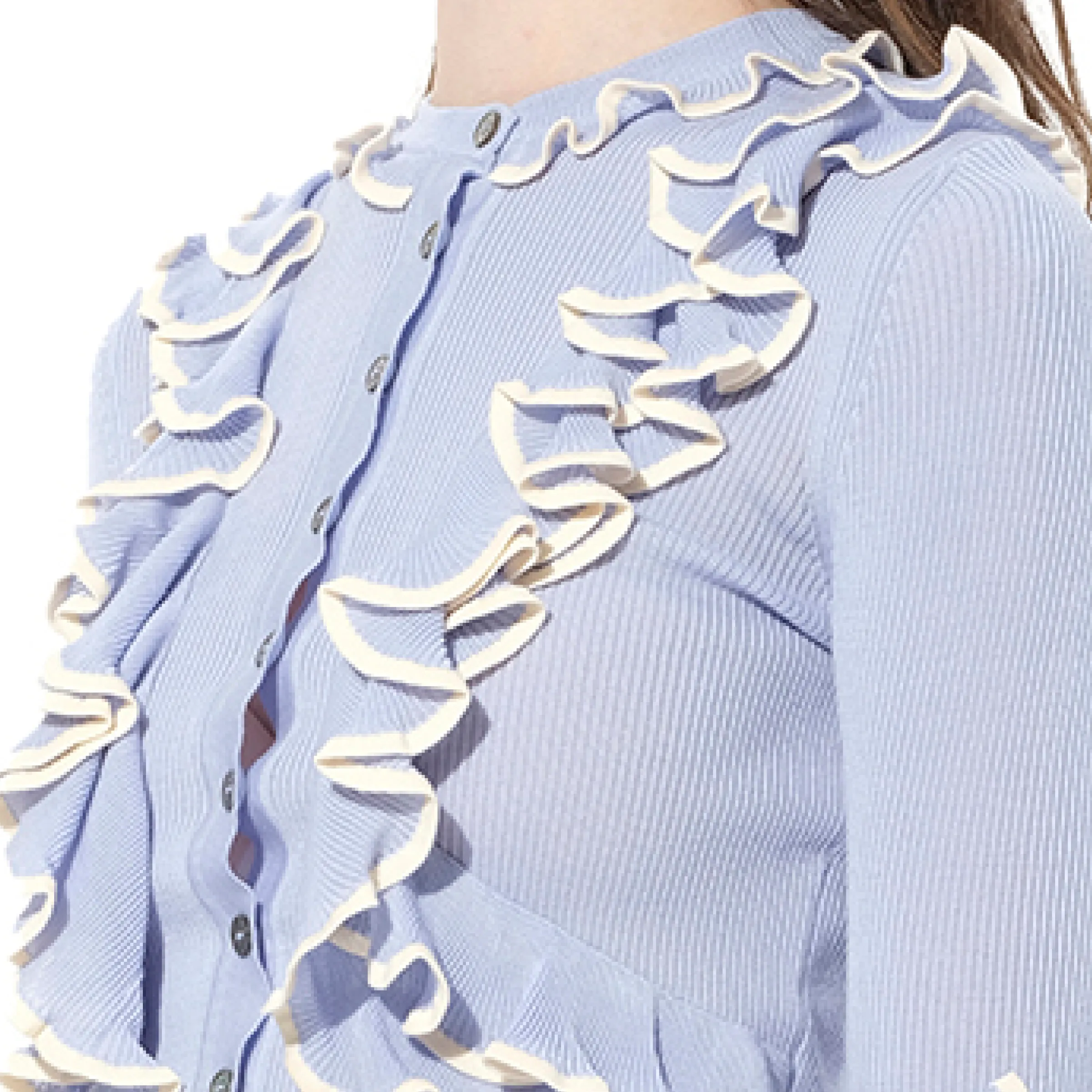 Ruffle Knit Cardigan in Light Blue sold by MARAIS product image thumbnail 3