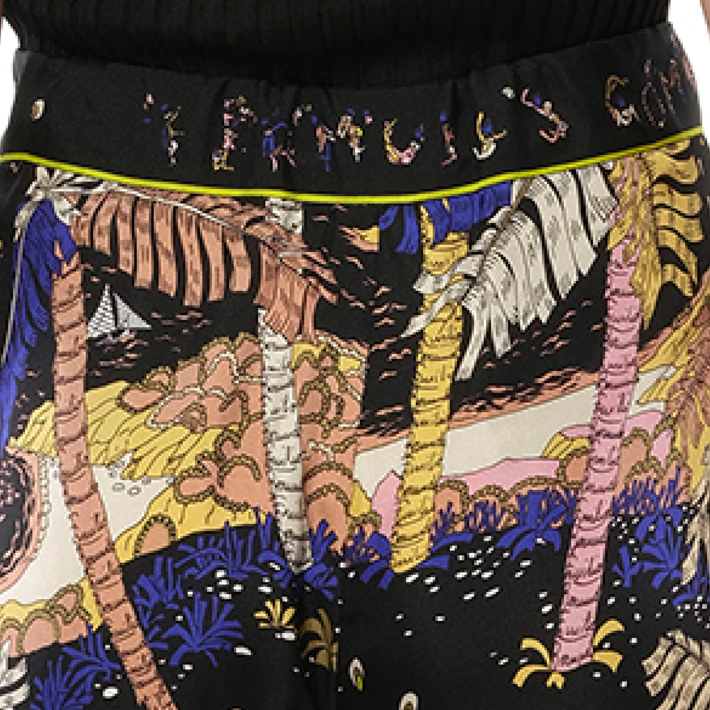 Print Palm Trousers in Black/Yellow sold by MARAIS product image thumbnail 2