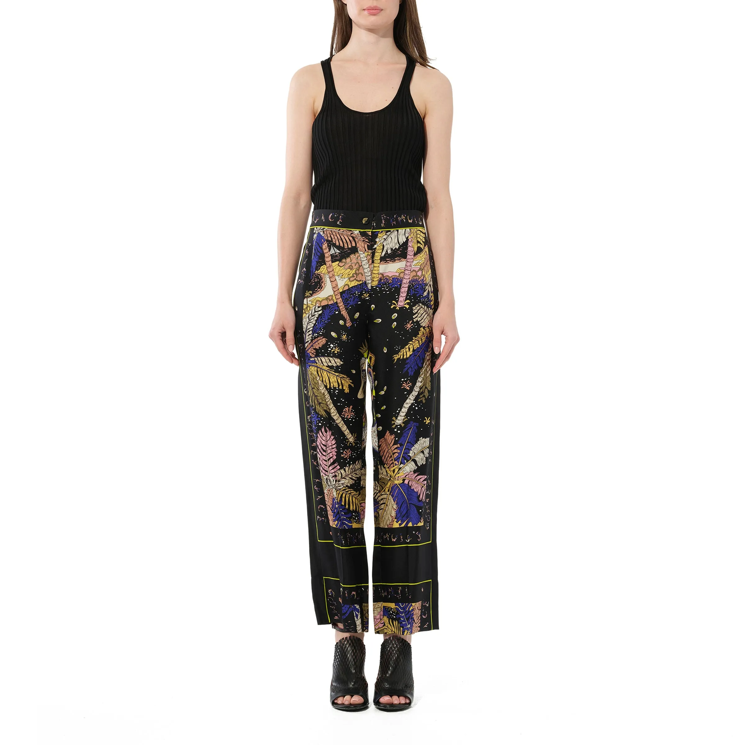Print Palm Trousers in Black/Yellow sold by MARAIS product image thumbnail 4