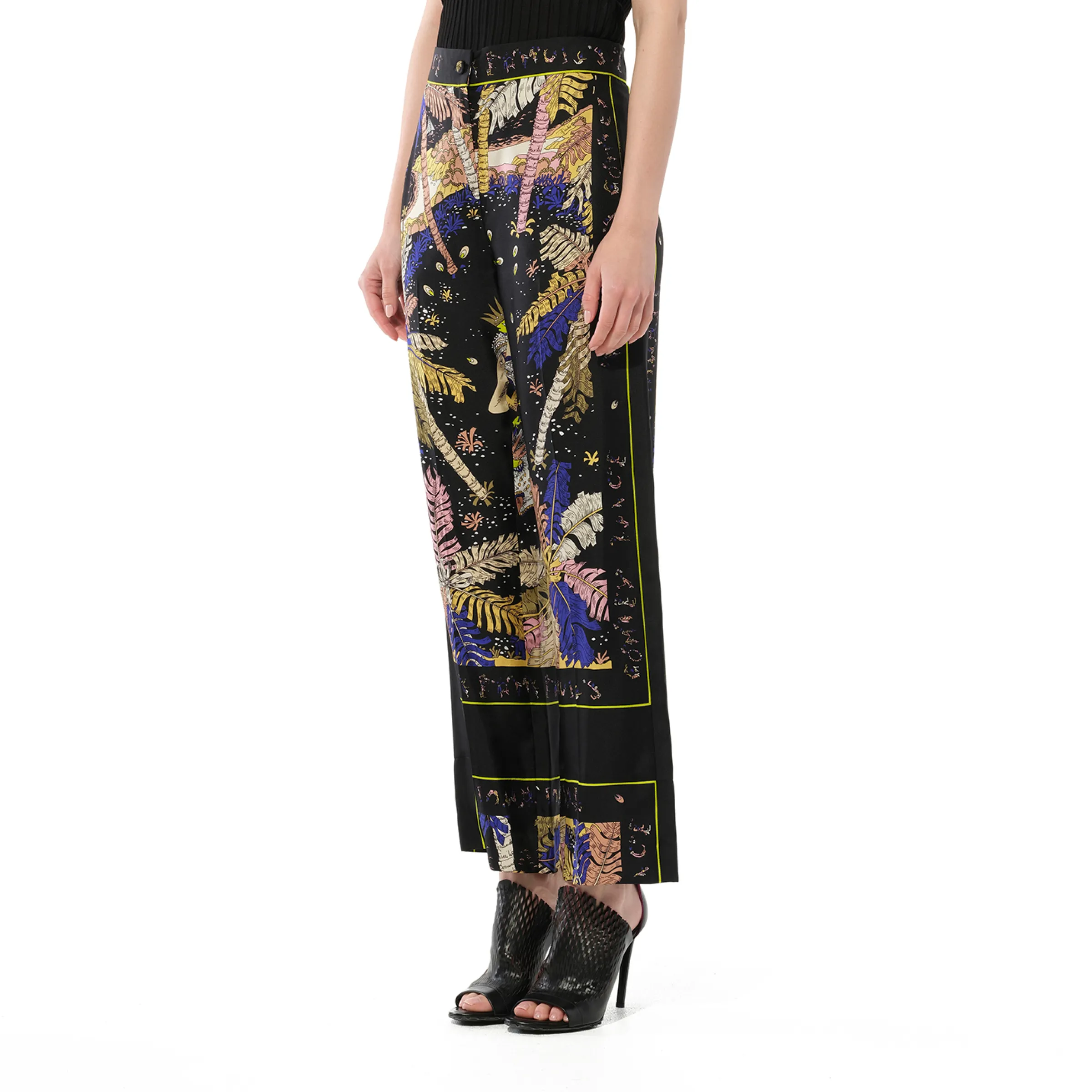 Print Palm Trousers in Black/Yellow sold by MARAIS product image thumbnail 5