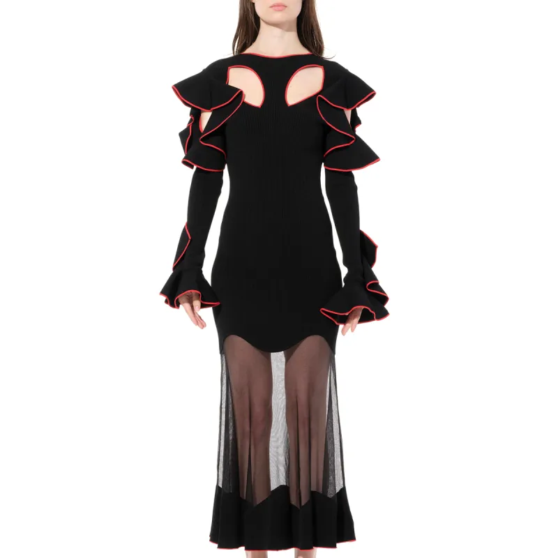 Long Sleeve Knit Dress in Black sold by MARAIS
