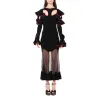 Long Sleeve Knit Dress in Black sold by MARAIS