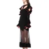 Long Sleeve Knit Dress in Black sold by MARAIS