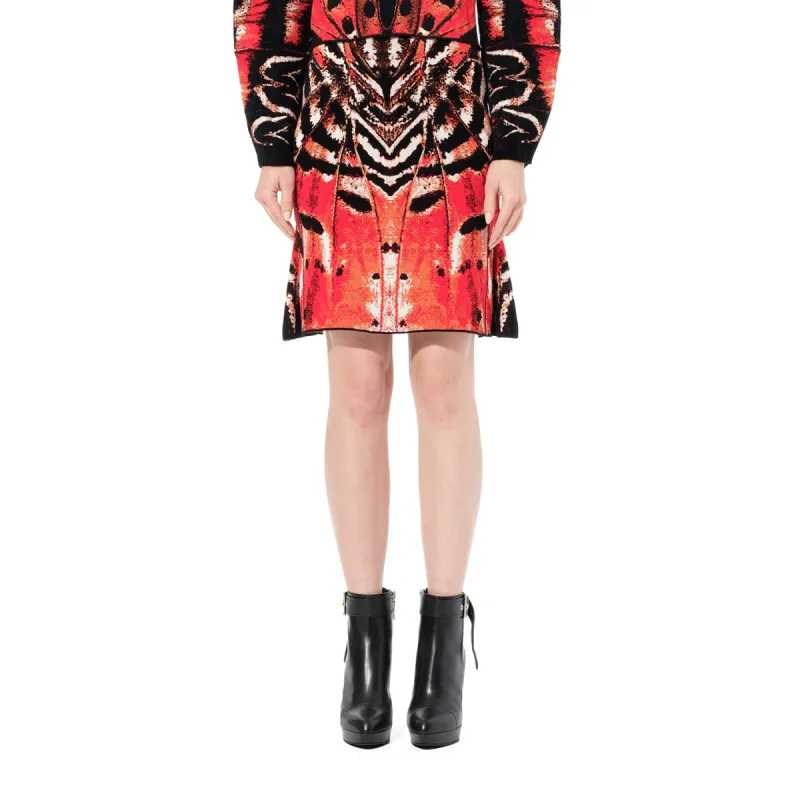 Butterfly Jacquard Skirt in Red sold by MARAIS