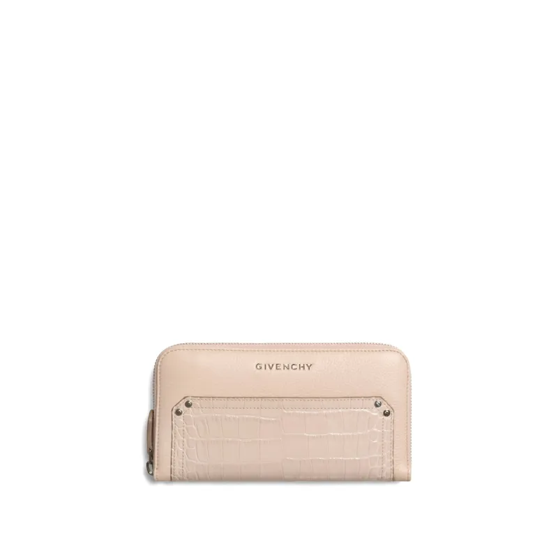 Pandora Embroidered Zip Wallet in Nude sold by MARAIS