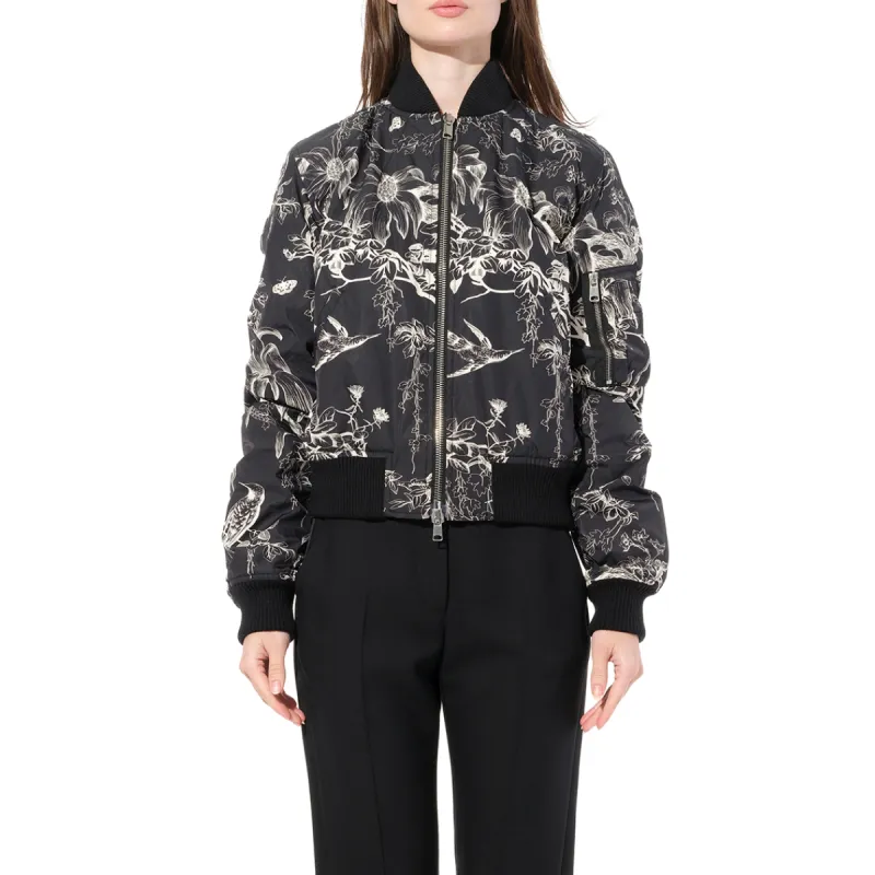 Ruched Sleeve Bomber Jacket in Black sold by MARAIS