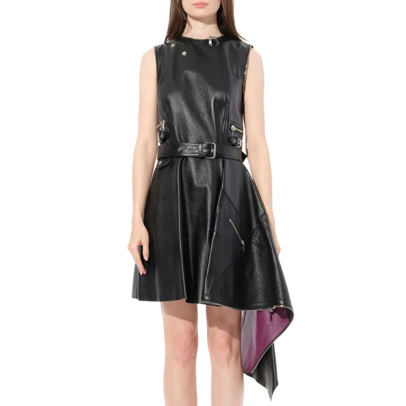 Leather Peplum Biker Dress in Black sold by MARAIS