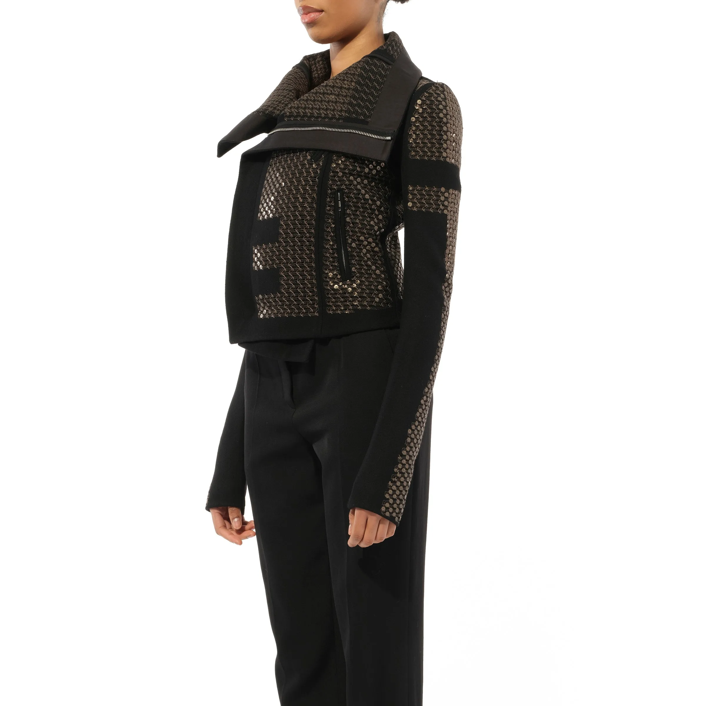 Emb Classic Biker Leather Jacket in Black sold by MARAIS product image thumbnail 5