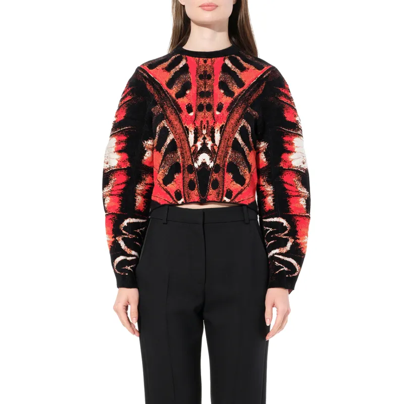 Butterfly Jacquard Knitwear in Red sold by MARAIS