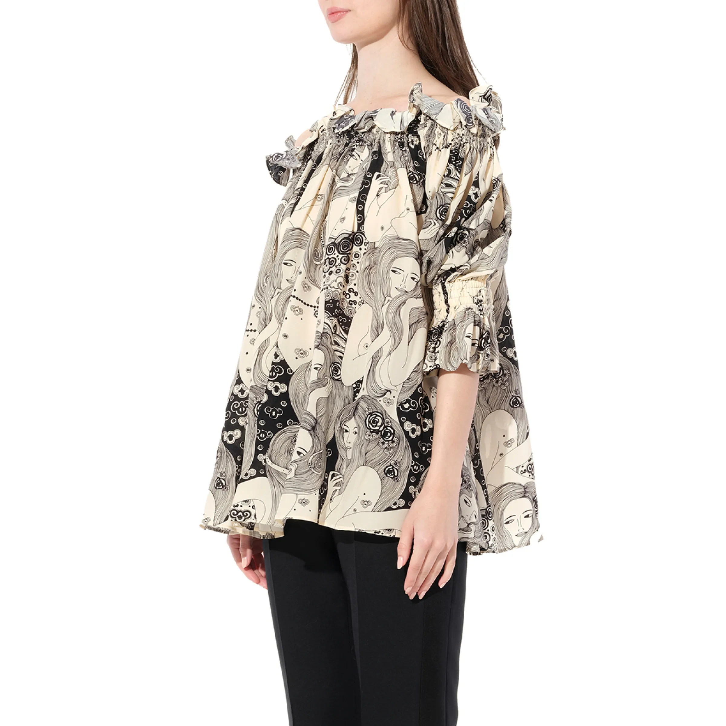 Off Shld Eve Top in Ivory sold by MARAIS product image thumbnail 5