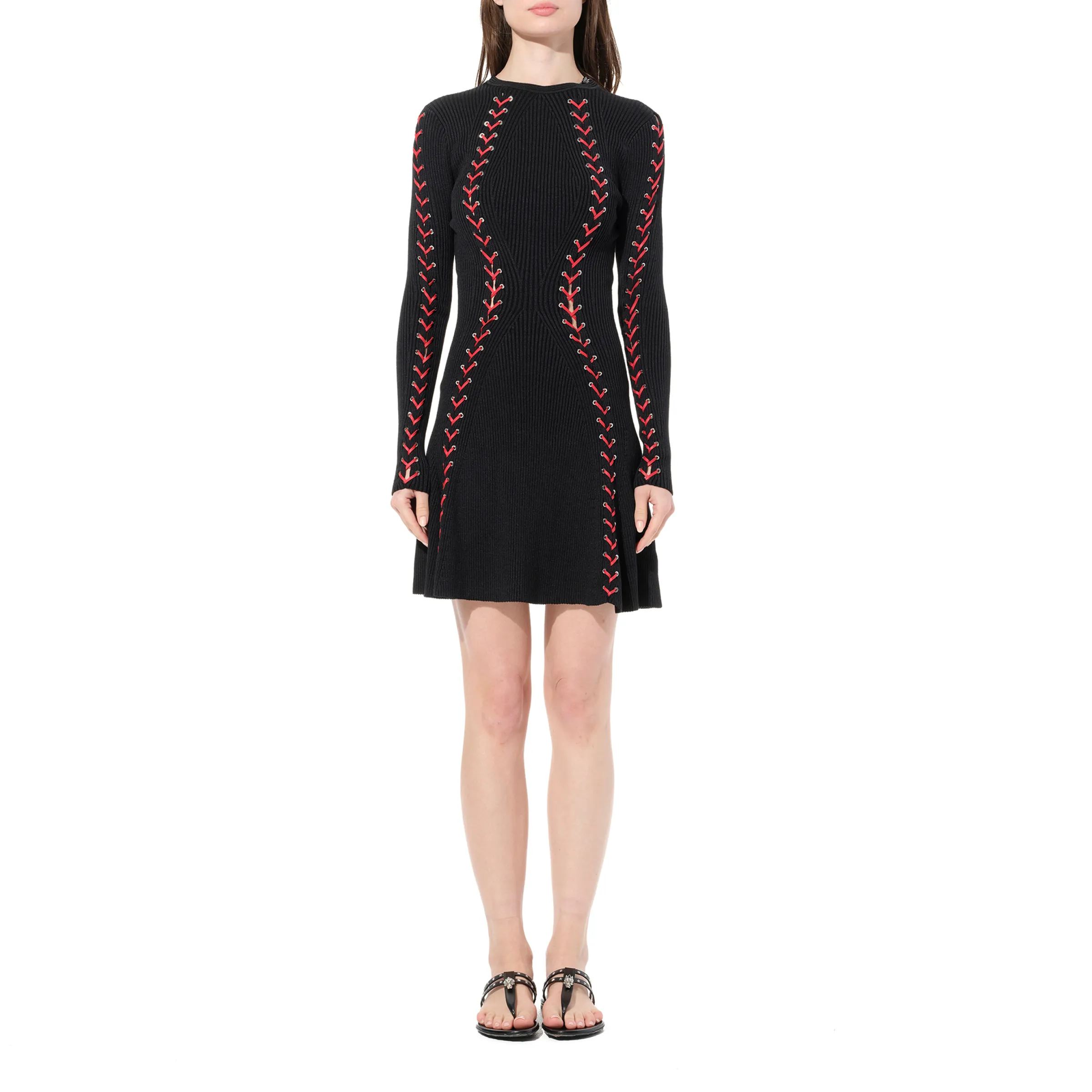 Knit Dress in Black/Red sold by MARAIS product image thumbnail 4
