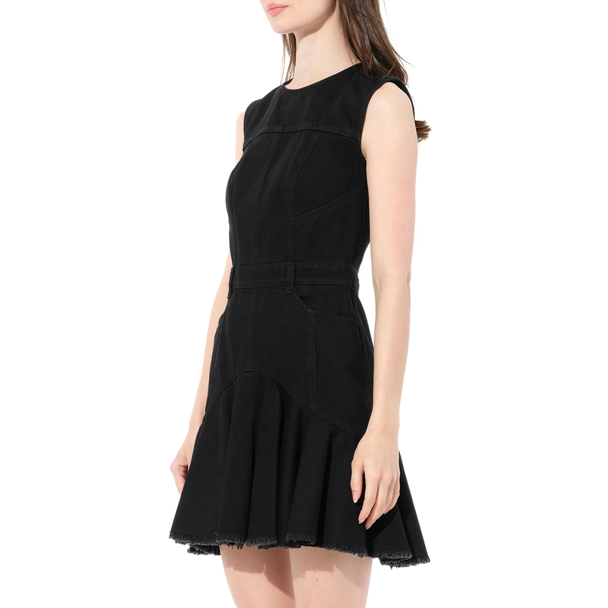 Sleeveless Mini Denim Dress in Black sold by MARAIS product image thumbnail 5