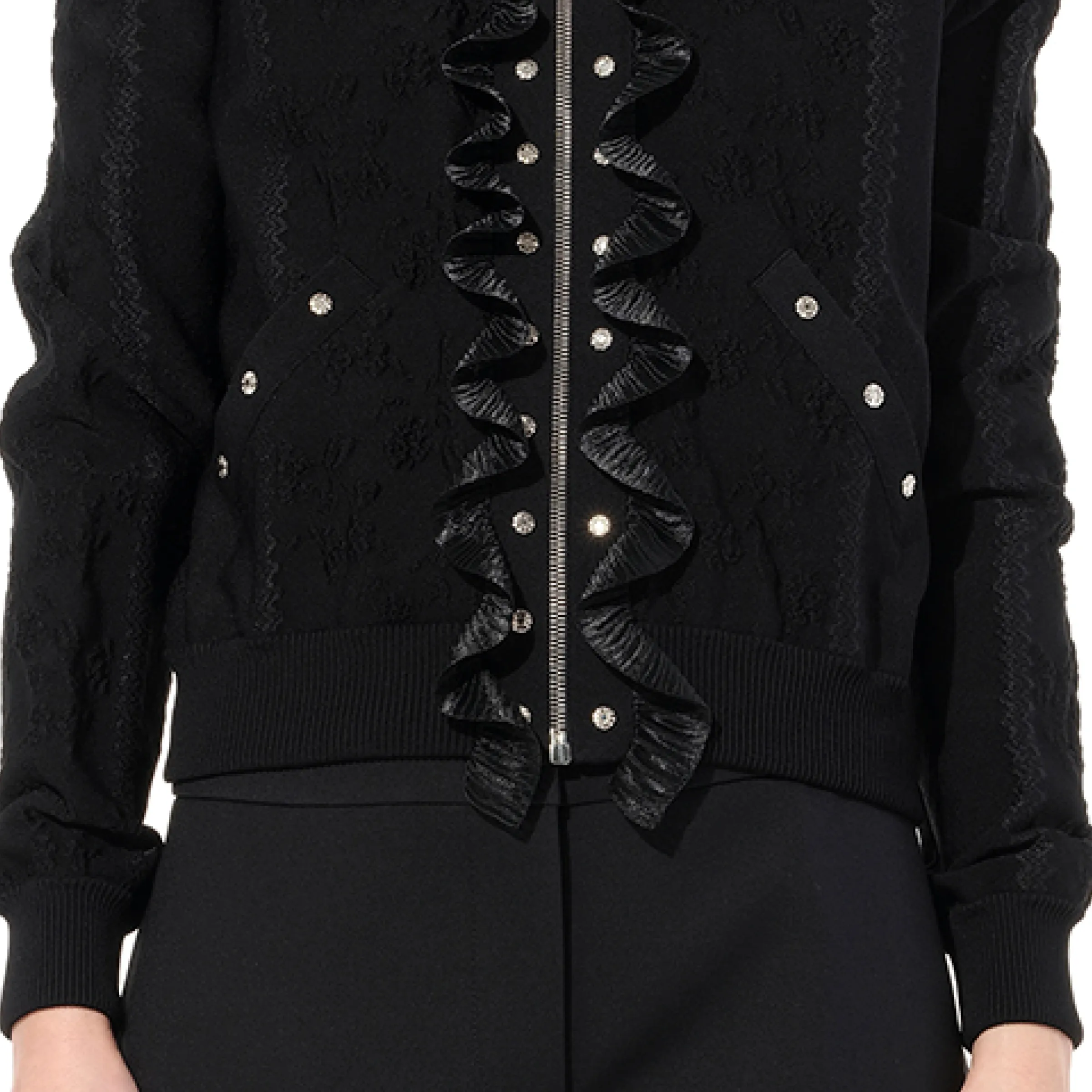 Flower Jacquard Bomber Jacket in Black sold by MARAIS product image thumbnail 3