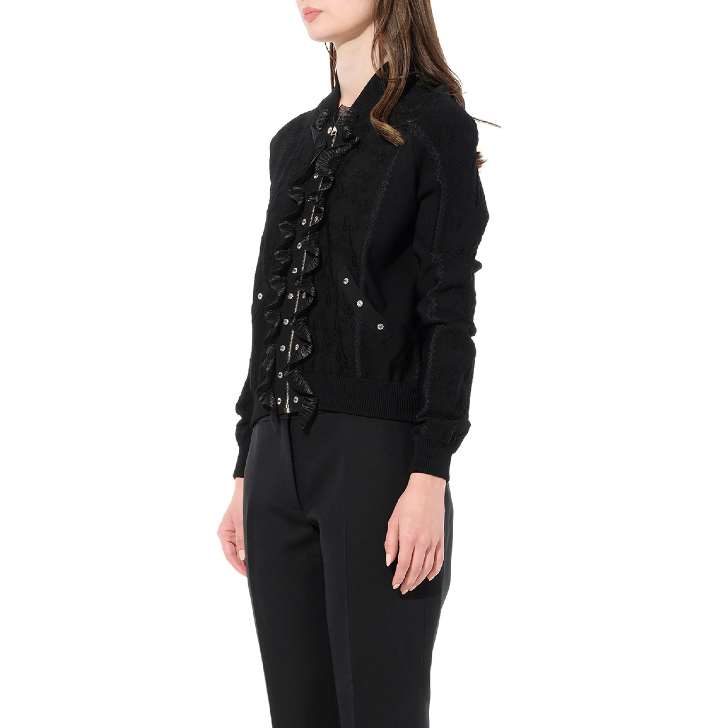 Flower Jacquard Bomber Jacket in Black sold by MARAIS product image thumbnail 5