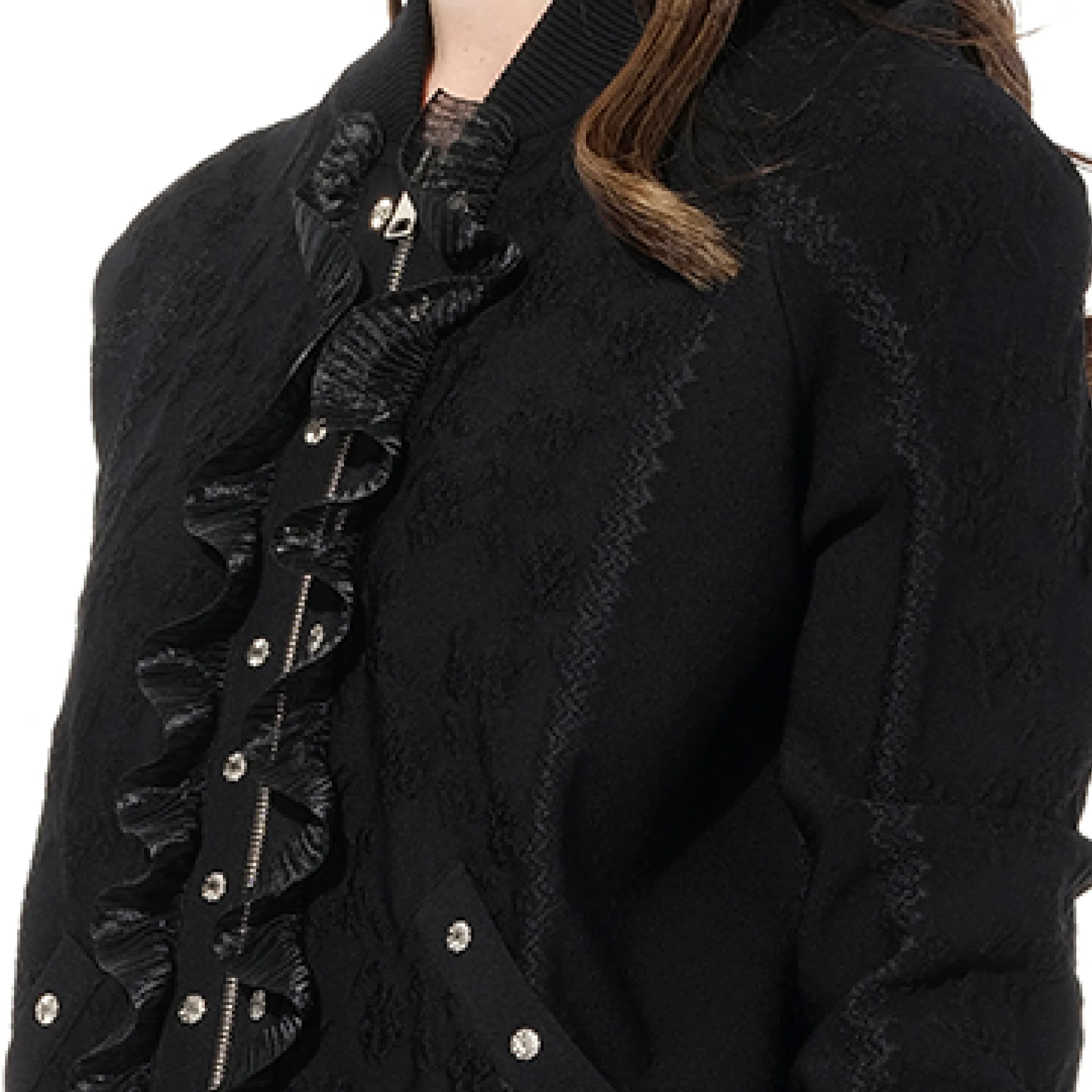Flower Jacquard Bomber Jacket in Black sold by MARAIS product image thumbnail 2