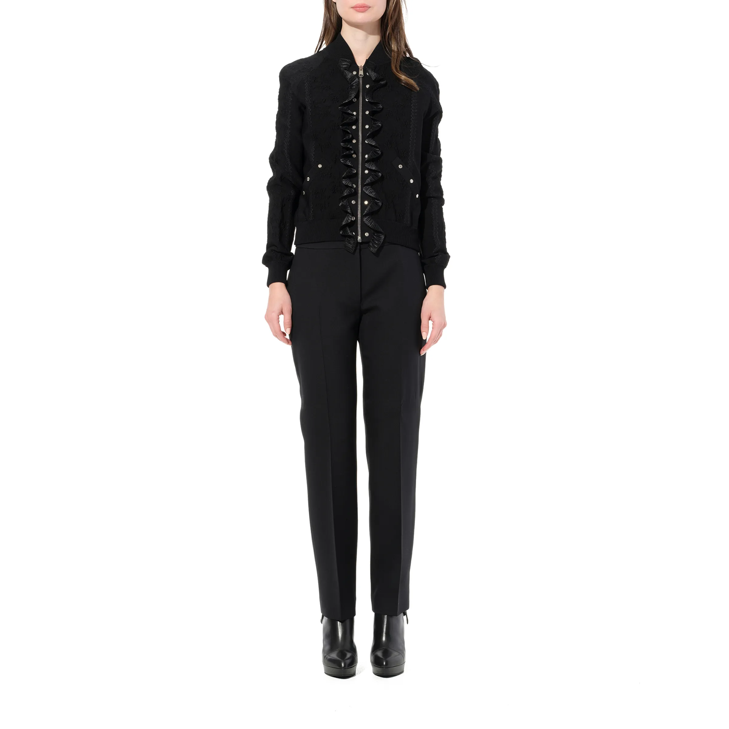 Flower Jacquard Bomber Jacket in Black sold by MARAIS product image thumbnail 4