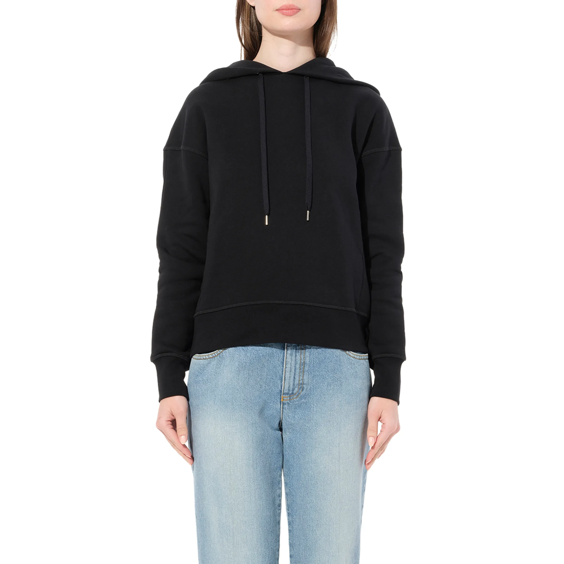 Emb Hood Sweatshirt in Black sold by MARAIS
