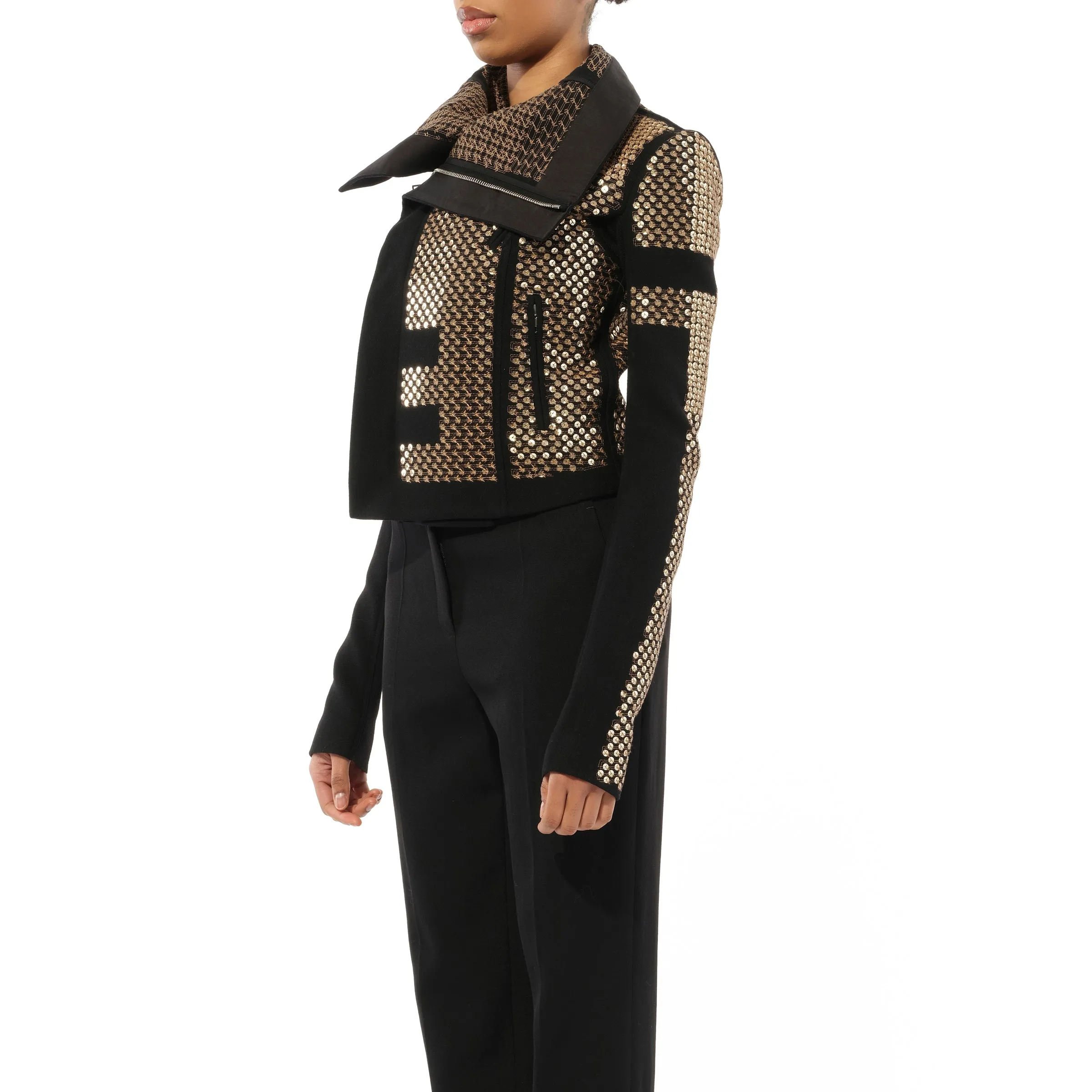 Emb Classic Biker Leather Jacket in Black sold by MARAIS product image thumbnail 5