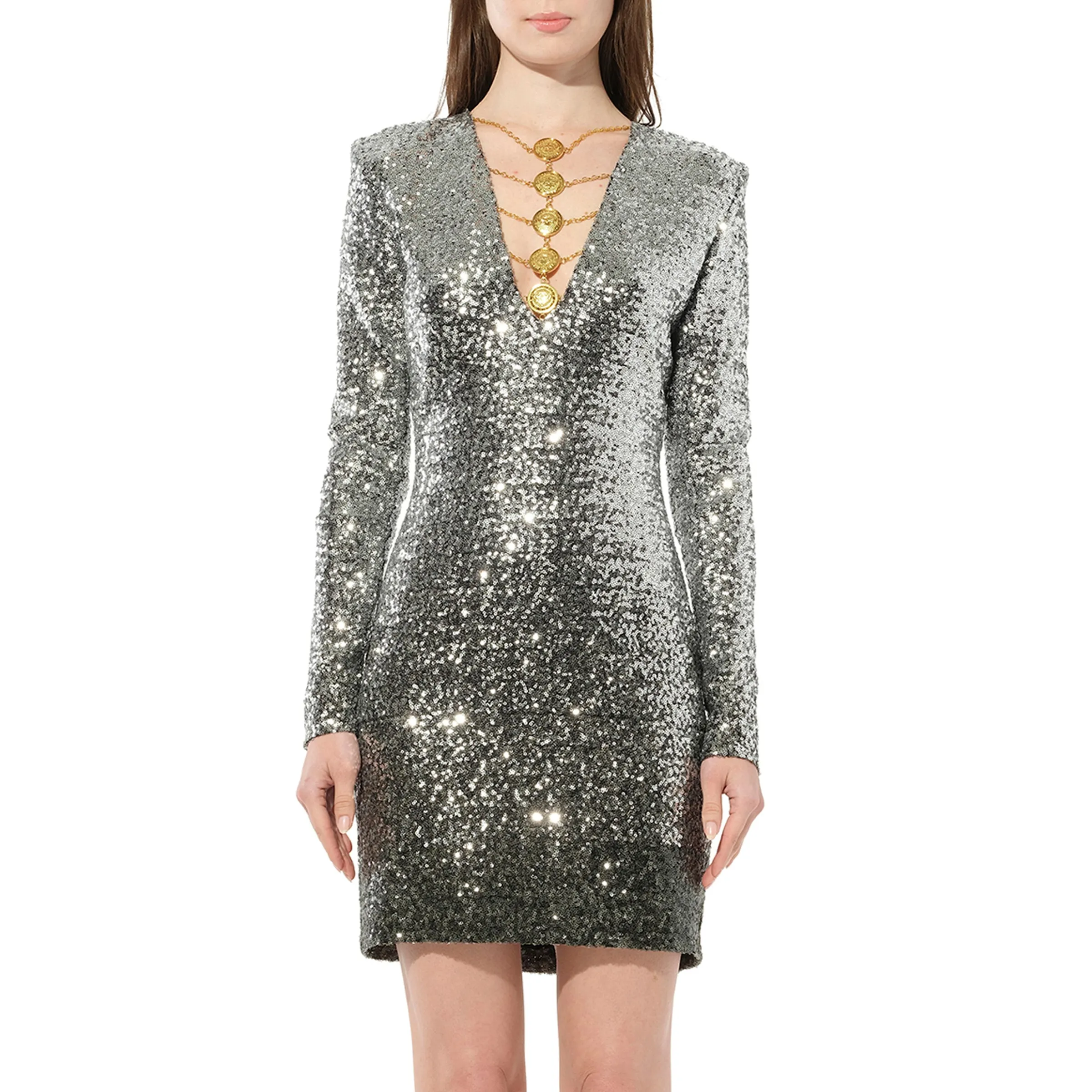 Knit Dress Const in Silver sold by MARAIS