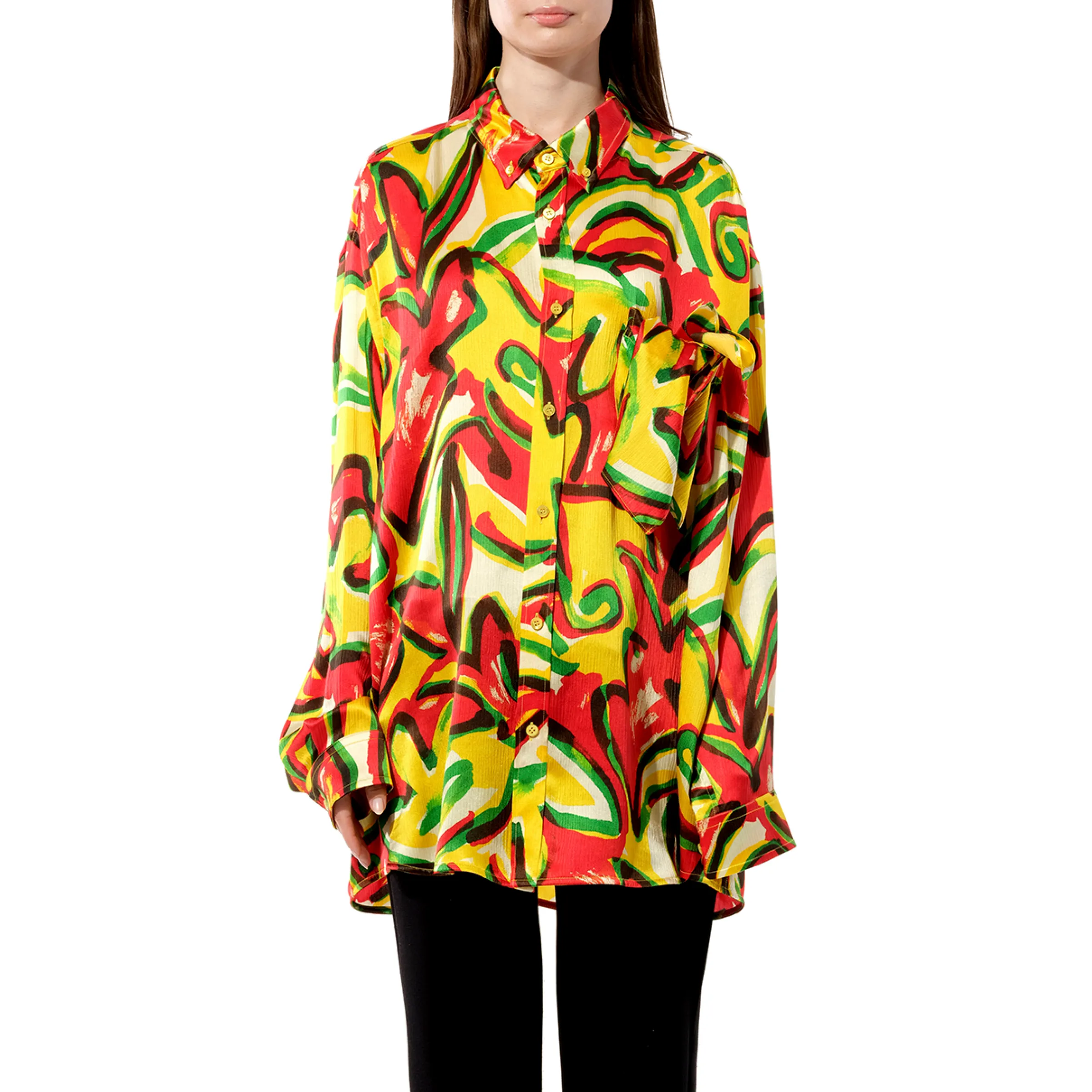 Scarf Flower Shirt in Red sold by MARAIS