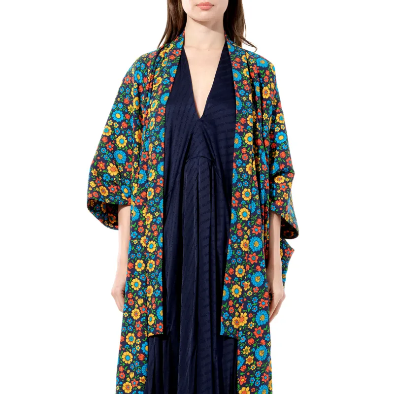 Double Kaftan Kimono Coat in Blue sold by MARAIS