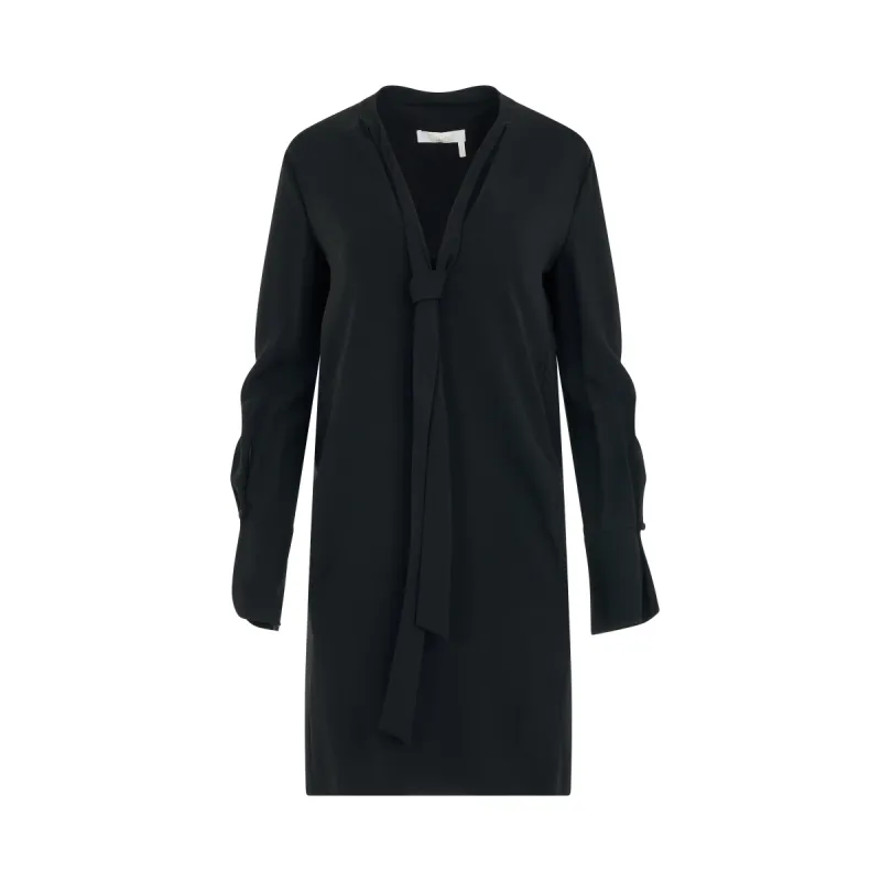 Neck Tie Shift Black Dress in Black sold by MARAIS