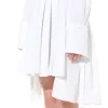 Pleated Sleeves Cotton Dress in White sold by MARAIS