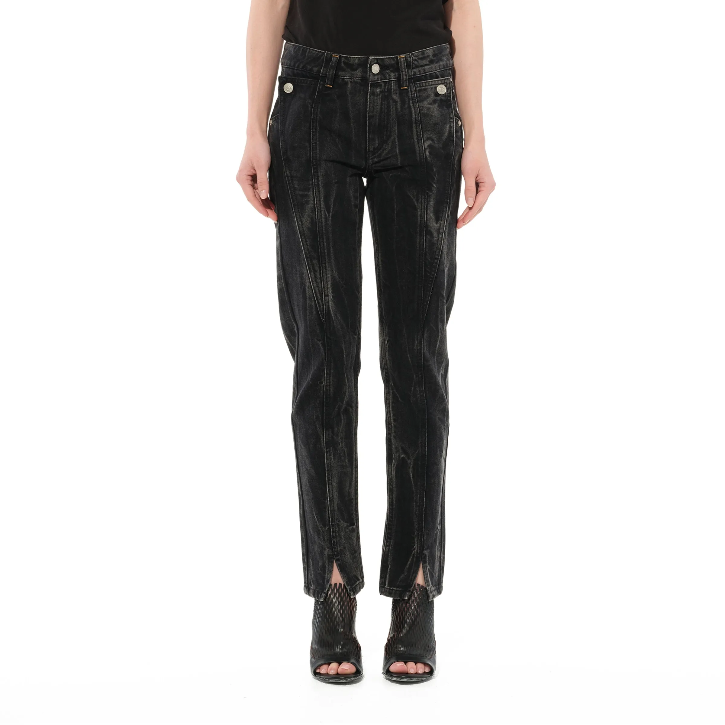 Slim Fit Jeans in Black sold by MARAIS