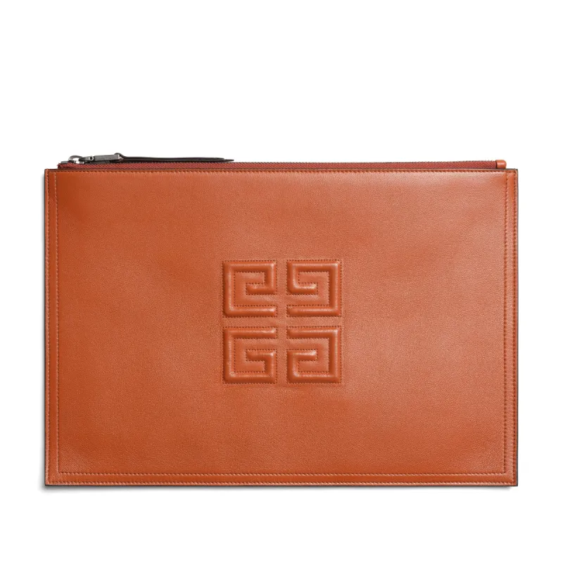 4G Embroidered Pouch L in Chestnut sold by MARAIS