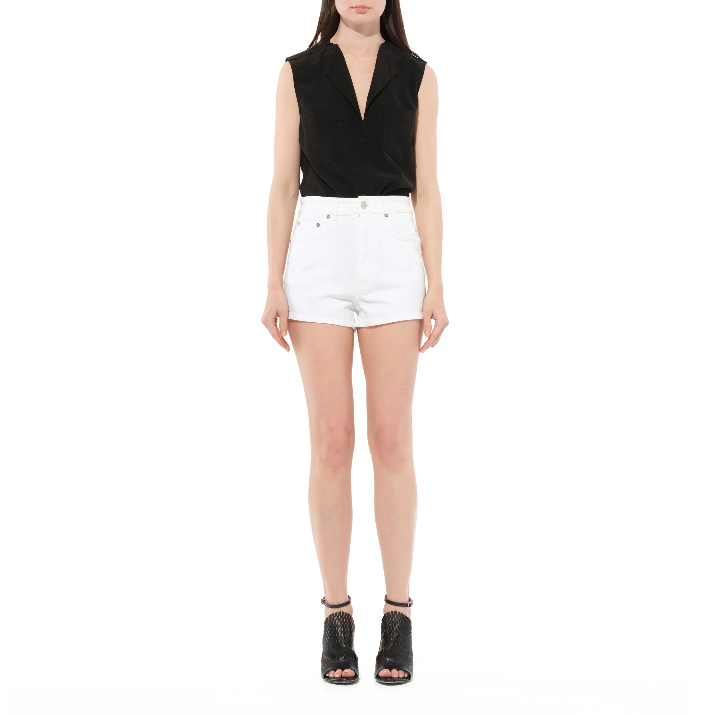 Mini Denim Shorts in White sold by MARAIS product image thumbnail 4